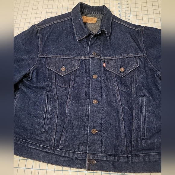 VTG Levis 70506 0317 Blanket Lined Denim Jacket Trucker Sz 46Dark